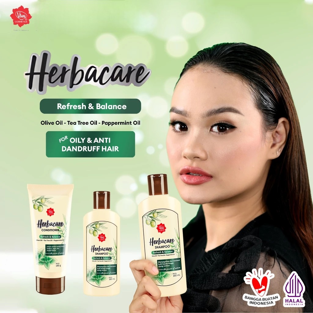 Viva Herbacare Shampoo 180ml - Refresh & Balance (Hijau)