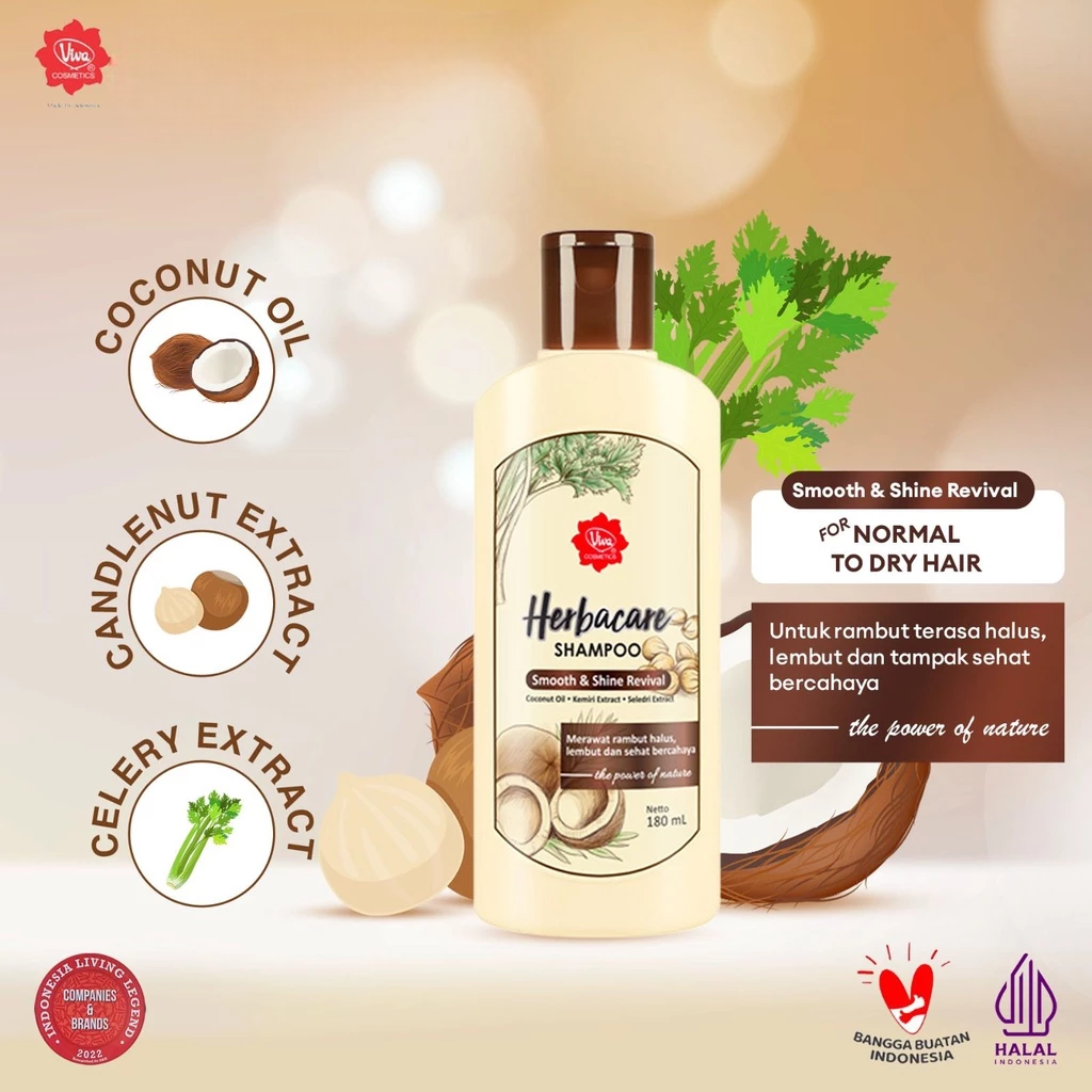 Viva Herbacare Shampoo 180ml - Smooth & Shine Revival (Coklat)