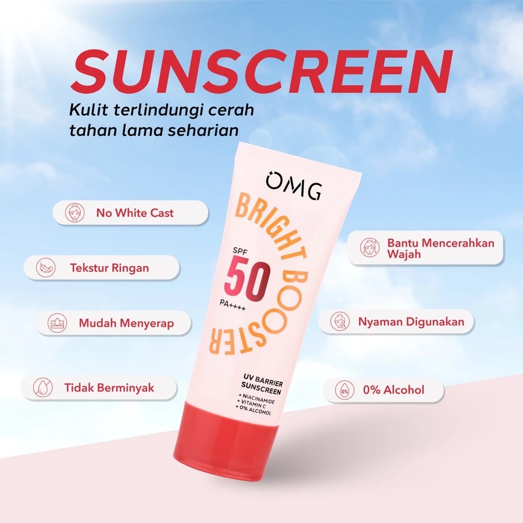 Oh My Glow Bright Booster Barrier Sunscreen SPF50 PA++++ 60ml (OMG)