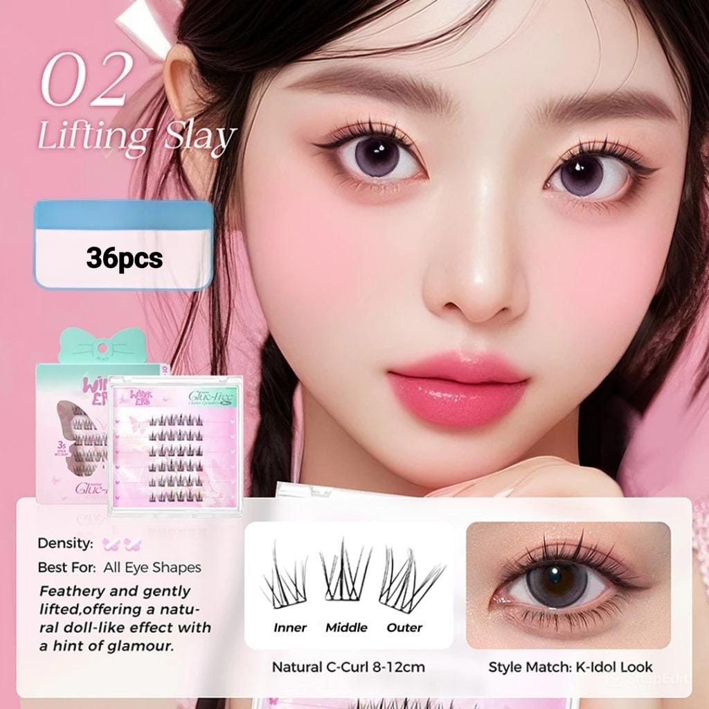 Glam Fix Wink Era Magnetic Poppin Glue-Free Cluster Eyelash (Isi 36pcs) - 02 Lifting Slay