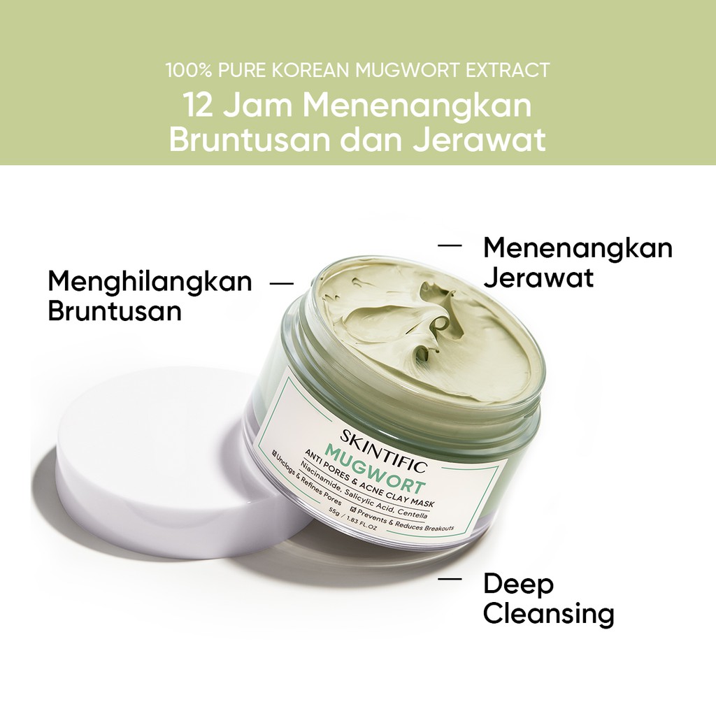Skintific Mugwort Anti Pores & Acne Clay Mask 55gr Skintific Mugwort Anti Pores & Acne Clay Mask 55gr