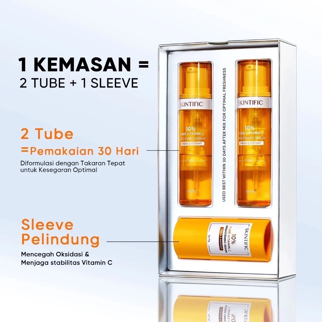 Skintific 10% Pure Vitamin C Brightening Serum 10ml (1+1 Fresh & Potent)