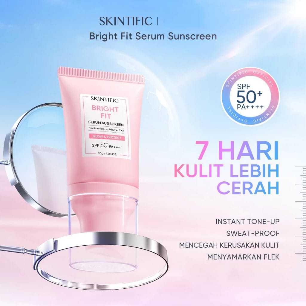 Skintific Bright Fit Glow & Protect Serum Sunscreen SPF50+ PA++++ 30gr