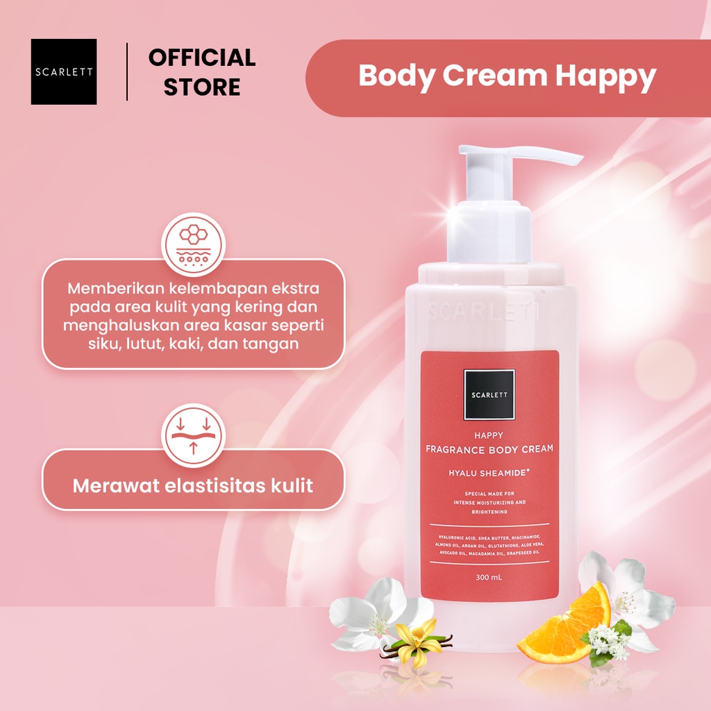 SCARLETT Happy Fragrance Body Cream Hyalu Sheamide 300ml
