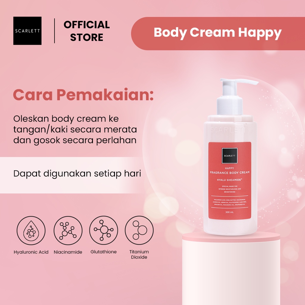 SCARLETT Happy Fragrance Body Cream Hyalu Sheamide 300ml