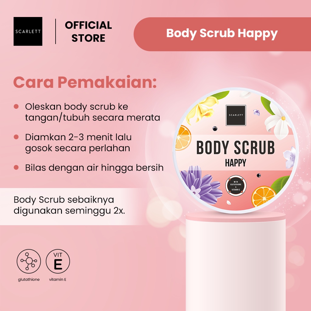SCARLETT Happy Body Scrub With Glutatione & Vit E 250ml