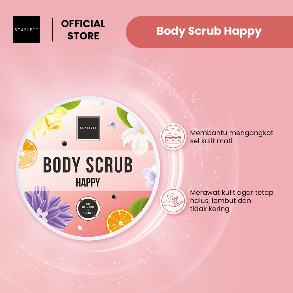 SCARLETT Happy Body Scrub With Glutatione & Vit E 250ml