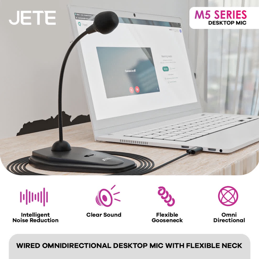 JETE Desktop Microphone M5 + Kabel 2m + USB JETE Desktop Microphone M5 + Kabel 2m + USB