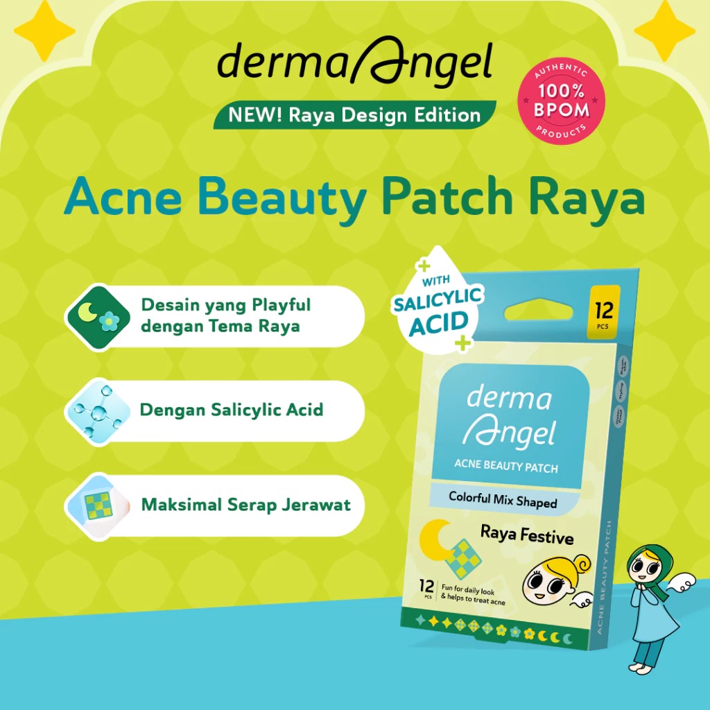 Derma Angel Acne Beauty Patch With Salicylic Acid Colorful Mix Shaped 12s - Raya Festive Derma Angel Acne Beauty Patch With Salicylic Acid Colorful Mix Shaped 12s - Raya Festive