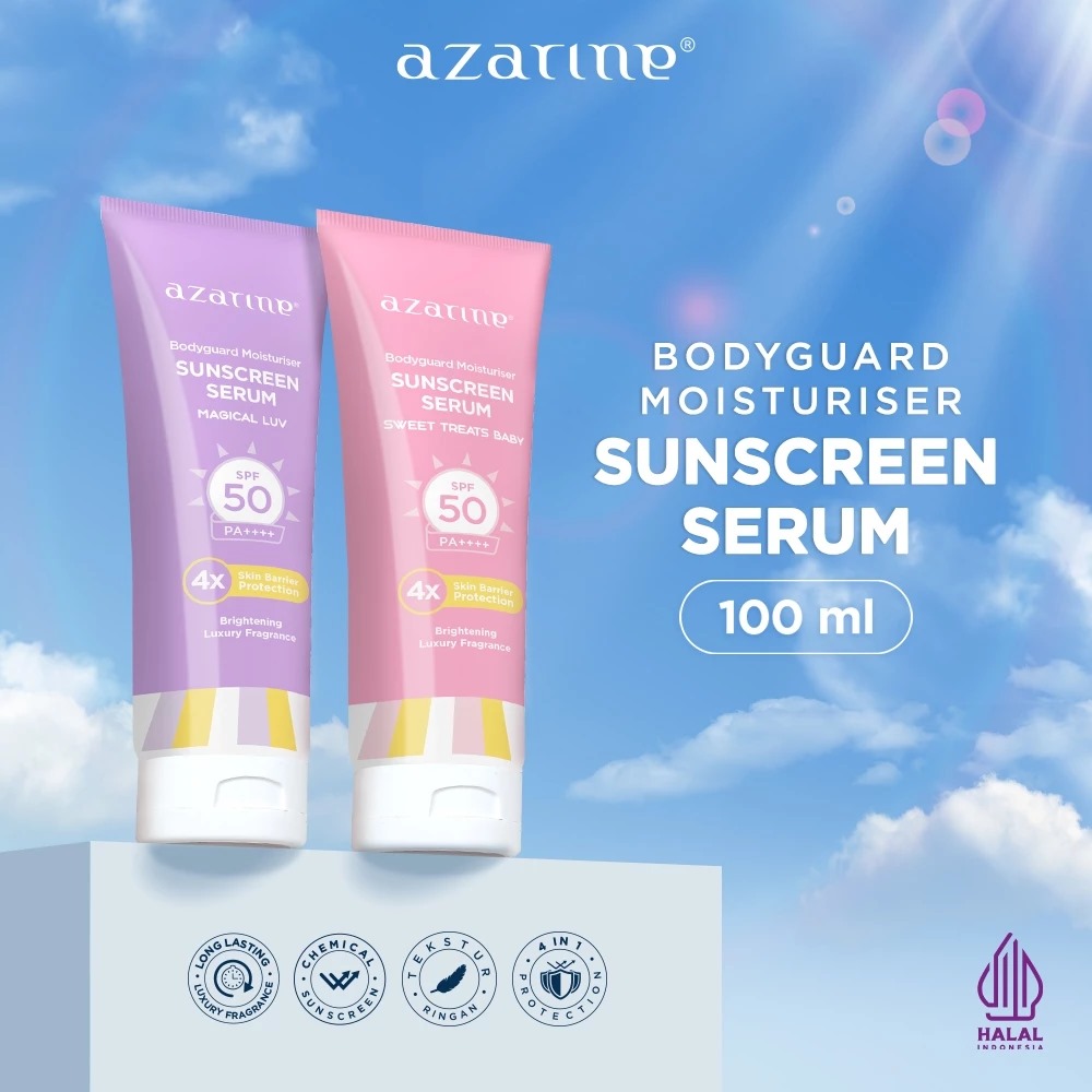 Azarine Body Guard Moisturizer Sunscreen Serum SPF50 PA++++ 100ml - Magical Luv (Ungu)
