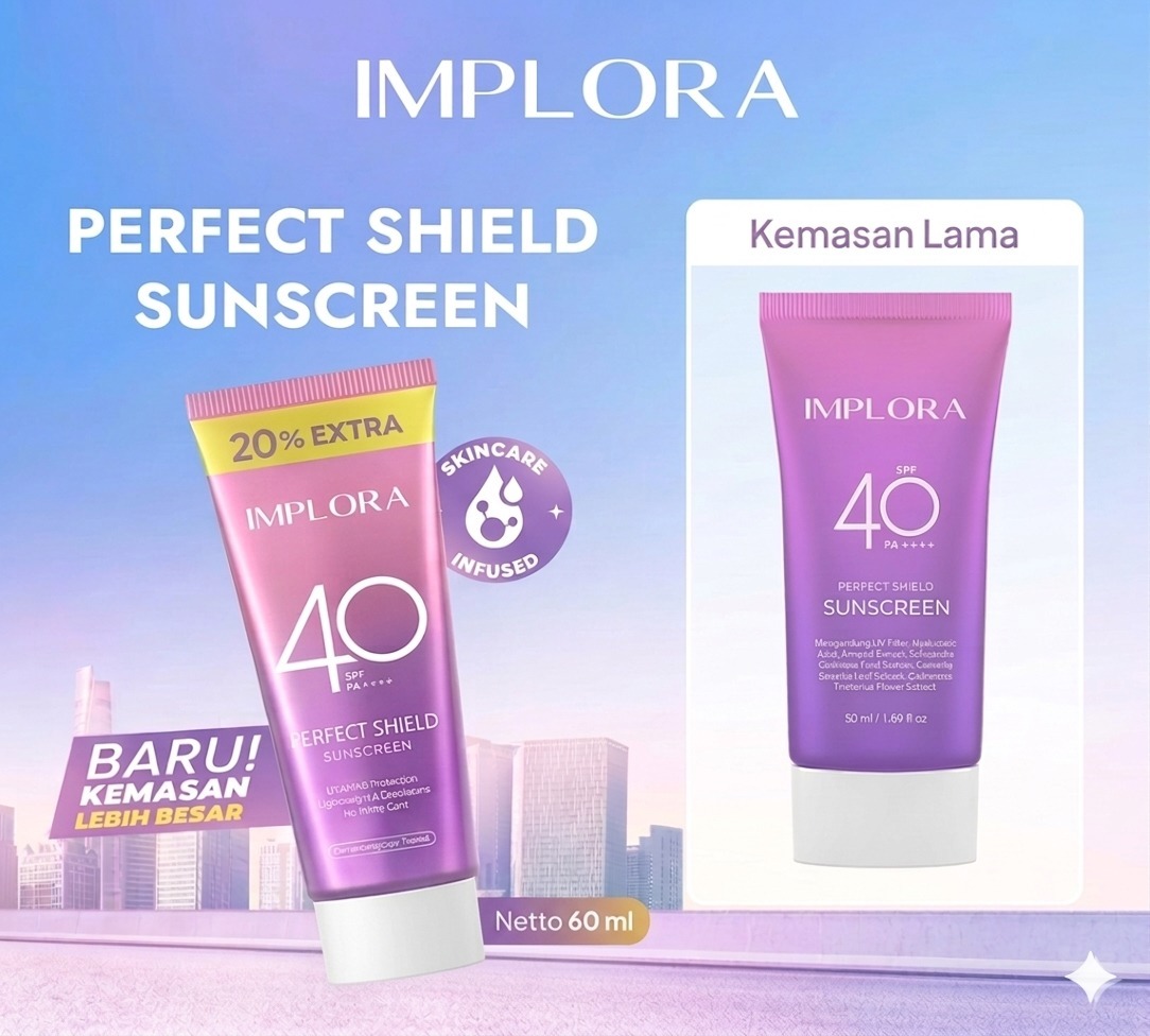 Implora Perfect Shield Sunscreen SPF40 PA++++ 50ml / 60ml Implora Perfect Shield Sunscreen SPF40 PA++++ 50ml / 60ml