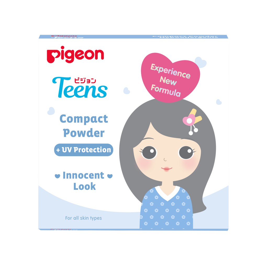 Pigeon Teens Compact Powder + UV Protection Full Size 14gr - Pure White (Pack Biru)