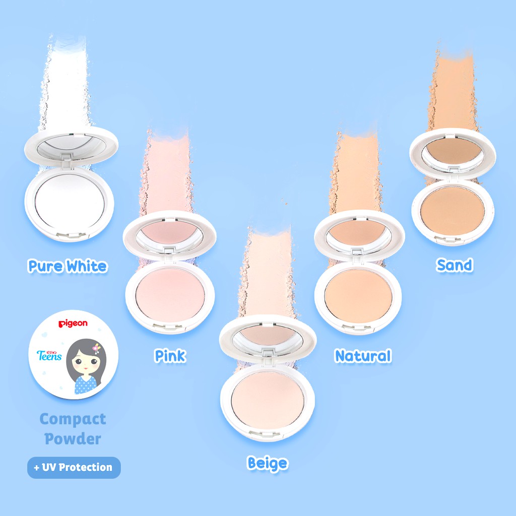 Pigeon Teens Compact Powder + UV Protection Full Size 14gr - Pink (Pack Biru)