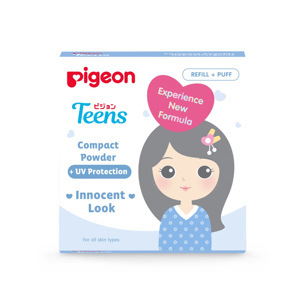 Pigeon Teens Compact Powder + UV Protection Refill + Puff 14gr - Pure White (Pack Biru) Pigeon Teens Compact Powder + UV Protection Refill + Puff 14gr - Pure White (Pack Biru)