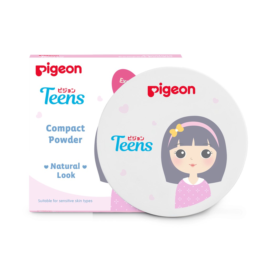 Pigeon Teens Compact Powder Full Size 14gr - Beige (Pack Pink)
