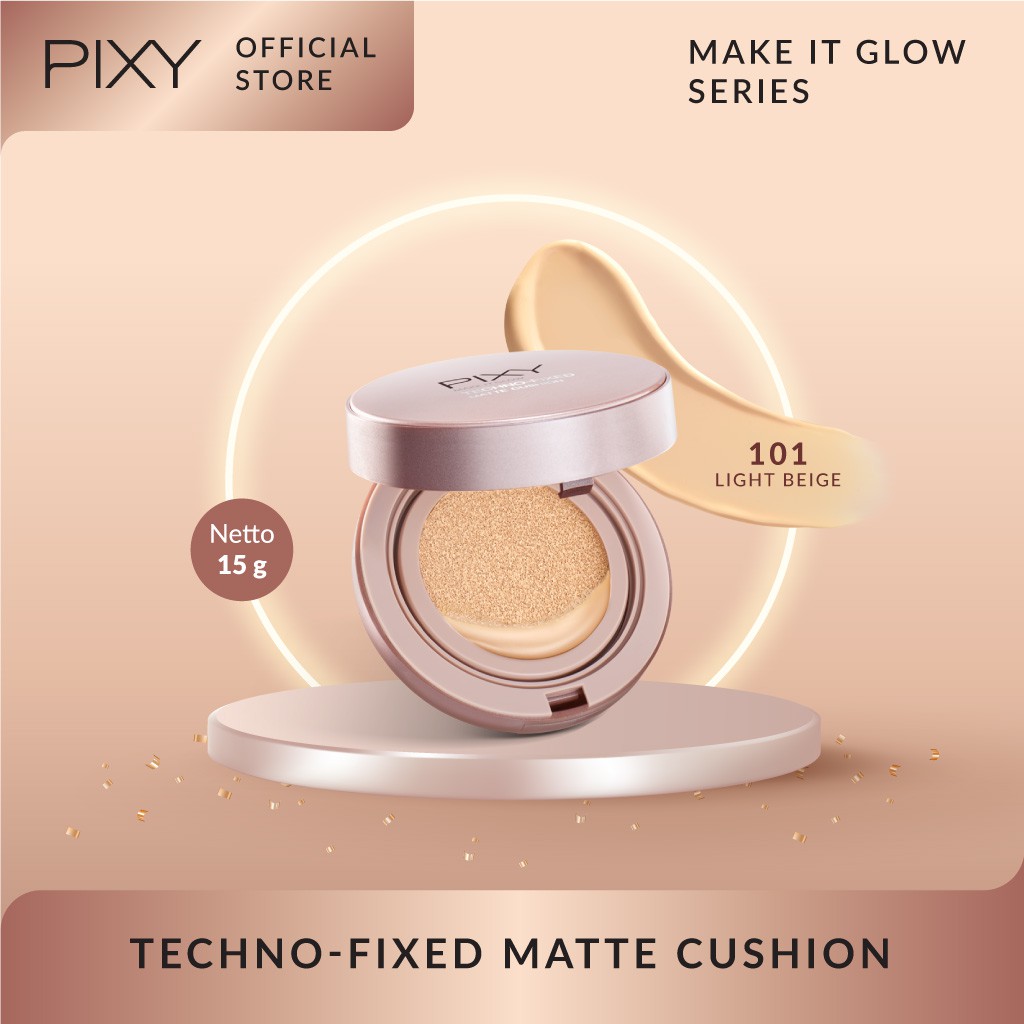 Pixy Make It Glow Techno - Fixed Matte Cushion FULL 101 Light Beige