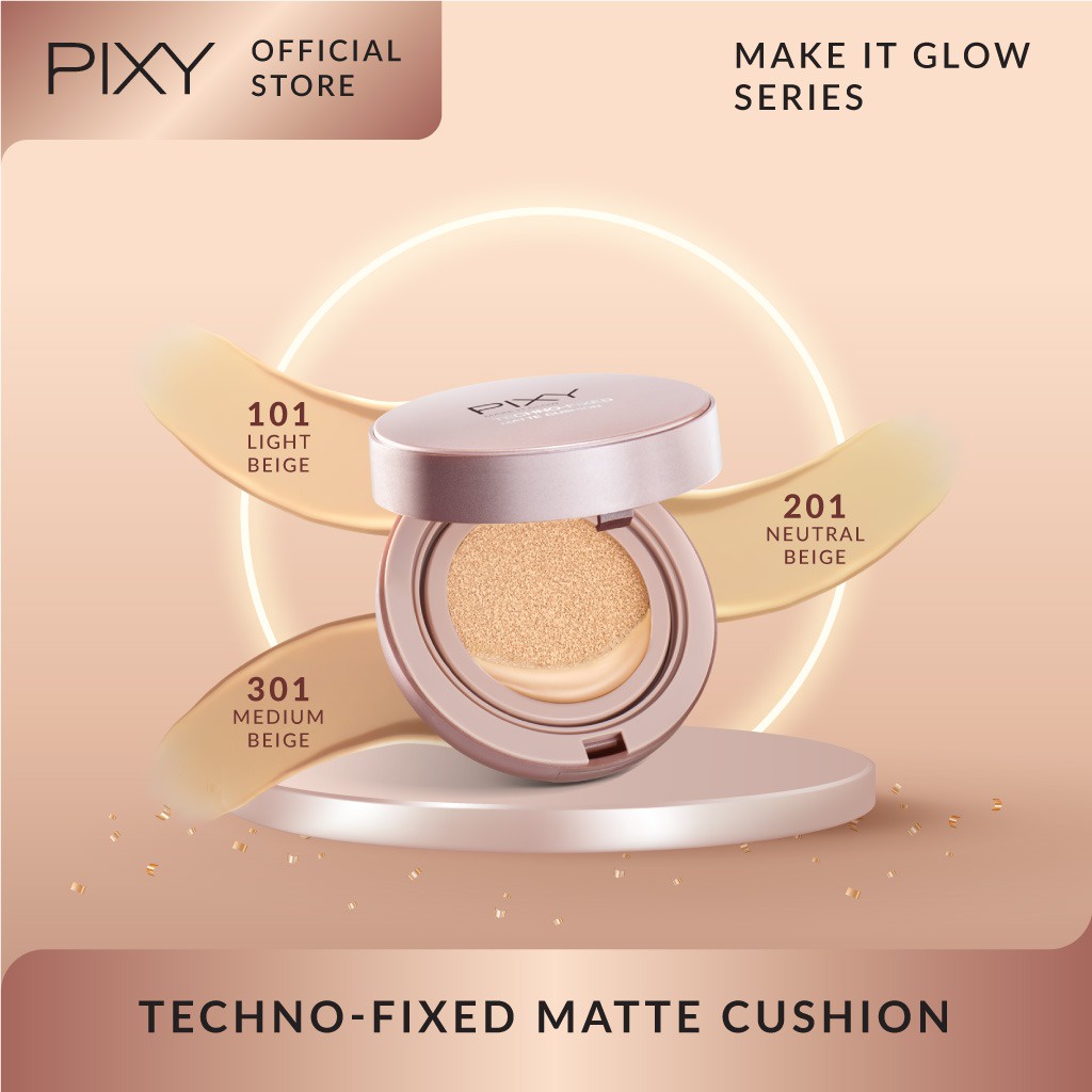 Pixy Make It Glow Techno - Fixed Matte Cushion FULL 101 Light Beige