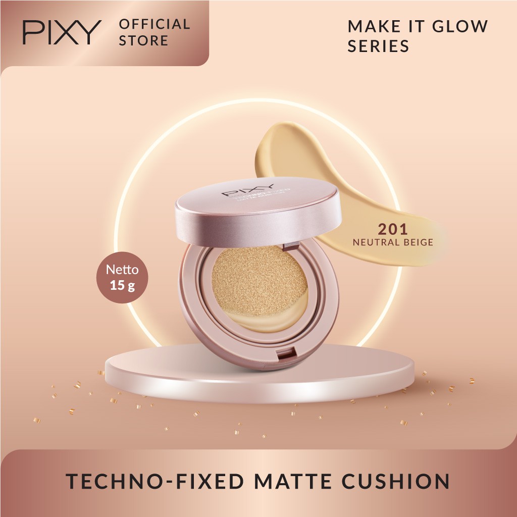 Pixy Make It Glow Techno - Fixed Matte Cushion FULL 201 Neutral Beige *