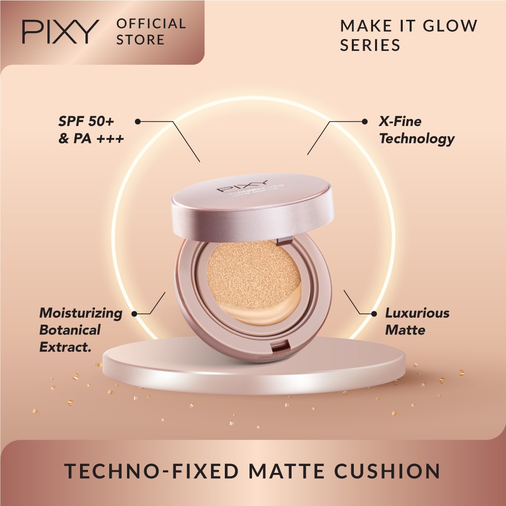 Pixy Make It Glow Techno - Fixed Matte Cushion FULL 201 Neutral Beige *