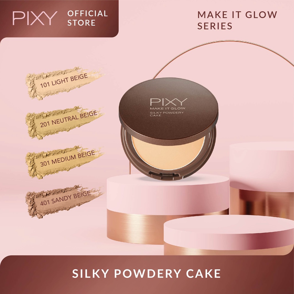 Pixy Make It Glow Silky Powdery Cake FULL SIZE 101 Light Beige