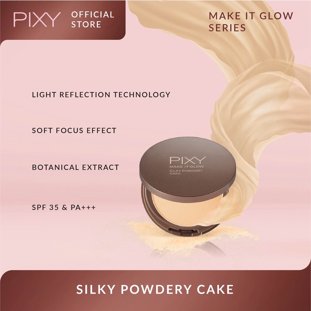 Pixy Make It Glow Silky Powdery Cake FULL SIZE 201 Neutral Beige