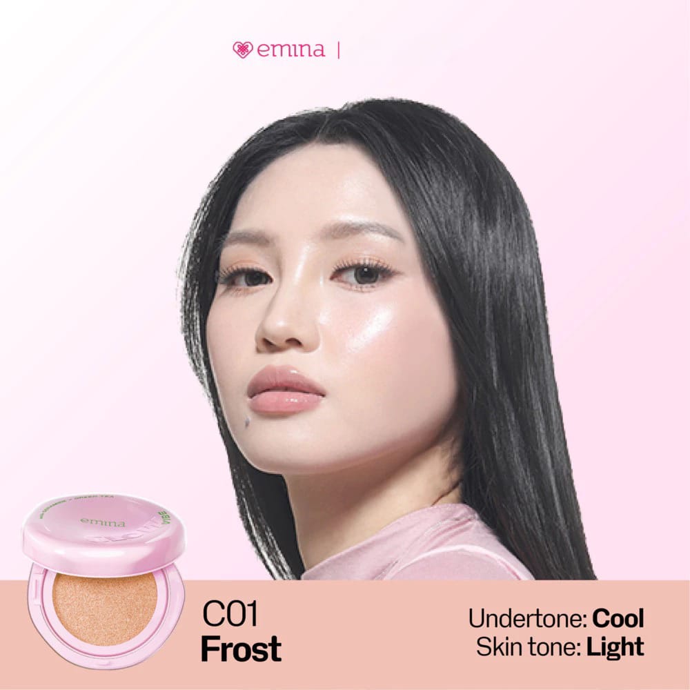 Emina Glow Vibe Cushion SPF50 PA++++ 13gr - C01 Frost Emina Glow Vibe Cushion SPF50 PA++++ 13gr - C01 Frost