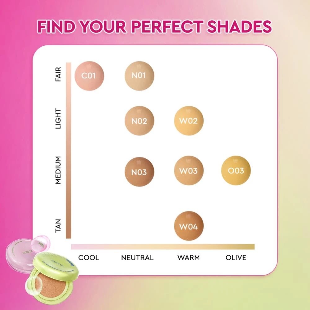 Emina Glow Vibe Cushion SPF50 PA++++ 13gr - C01 Frost