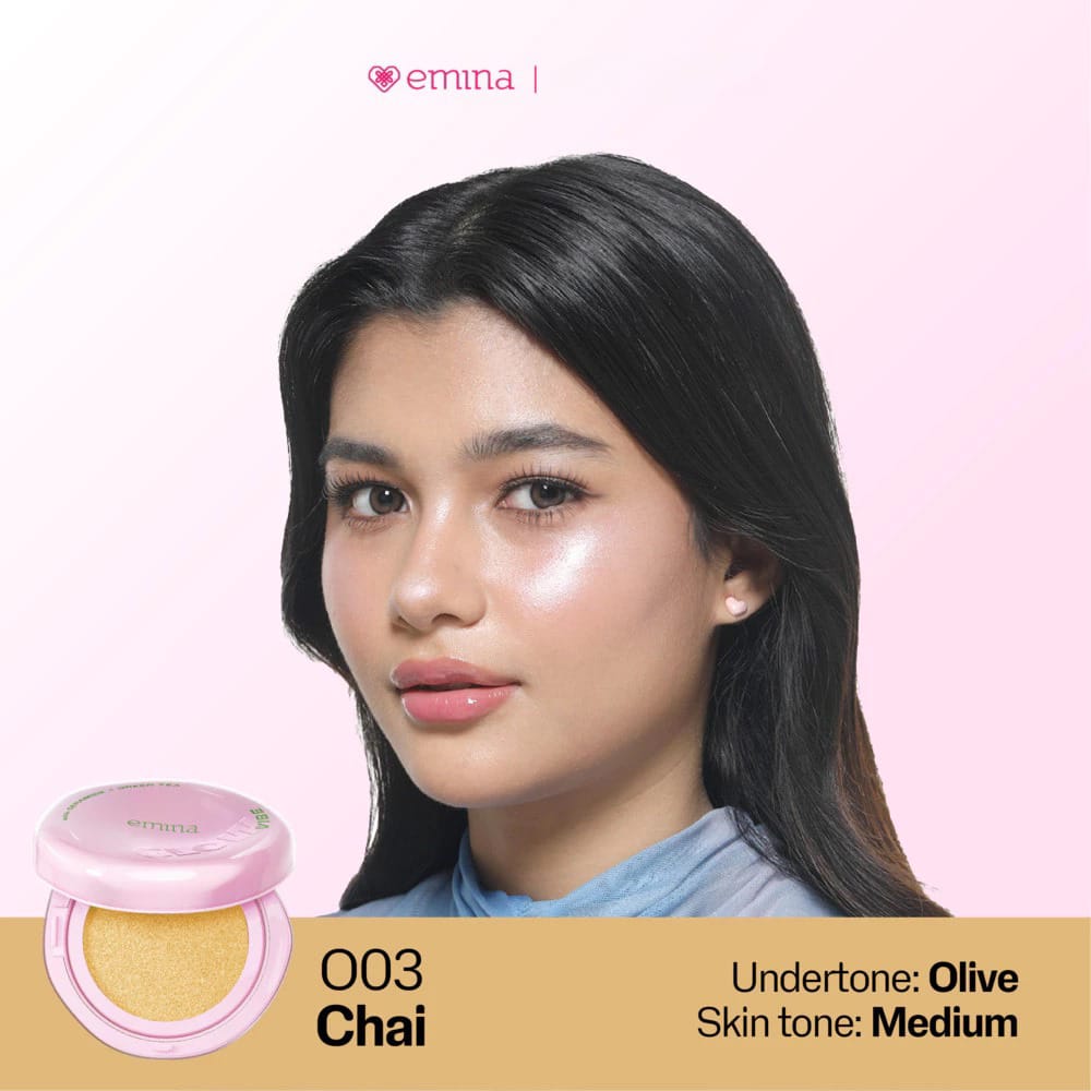 Emina Glow Vibe Cushion SPF50 PA++++ 13gr - O03 Chai Emina Glow Vibe Cushion SPF50 PA++++ 13gr - O03 Chai