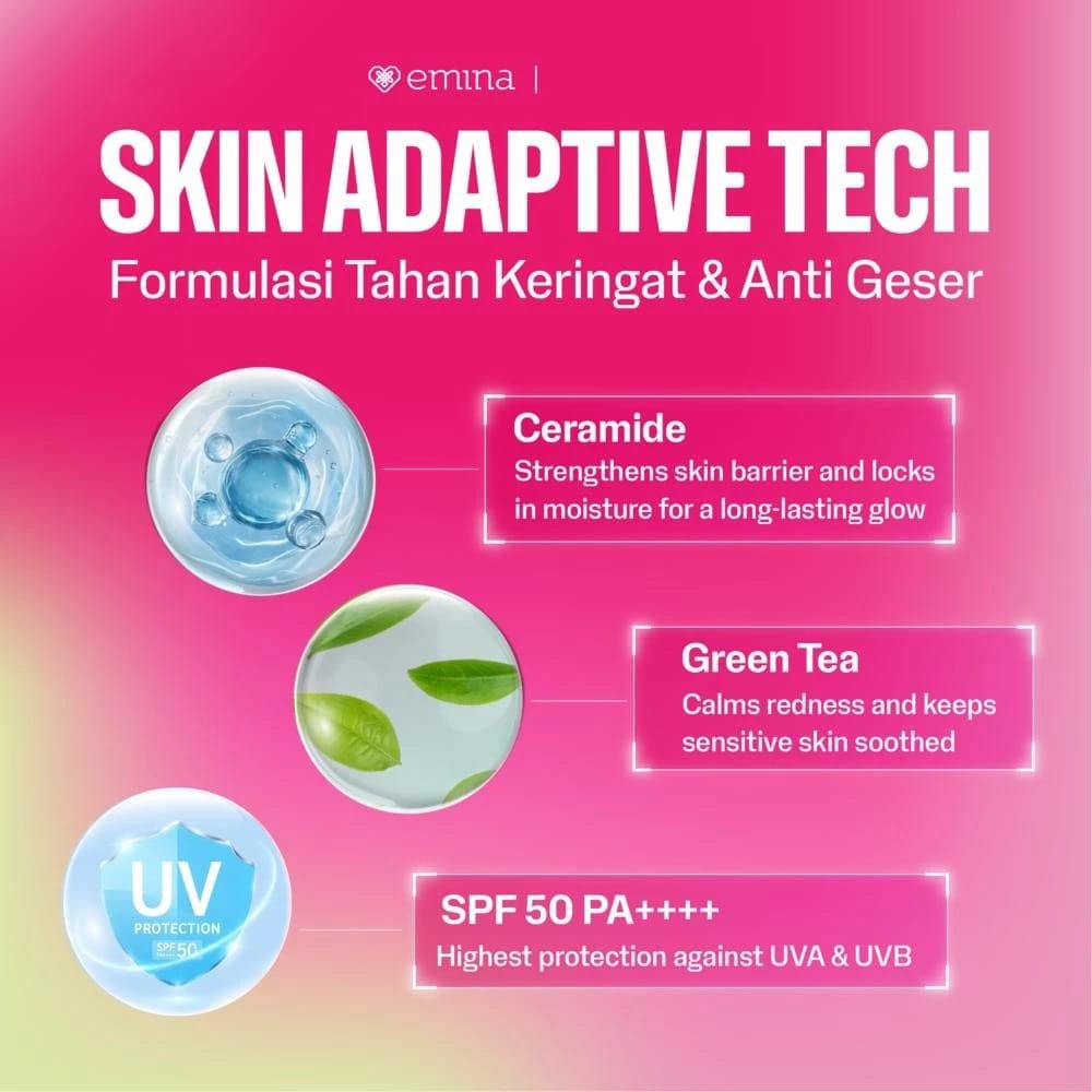 Emina Glow Vibe Cushion SPF50 PA++++ 13gr - W02 Buff Emina Glow Vibe Cushion SPF50 PA++++ 13gr - W02 Buff