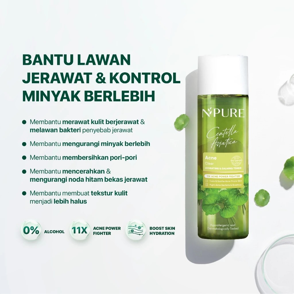 NPURE Paket Bundling Double Cleansing & Calming Set 3in1 (Cica Toner 80ml + Micellar Water Acne 100ml + Noni Cleanser 50ml )