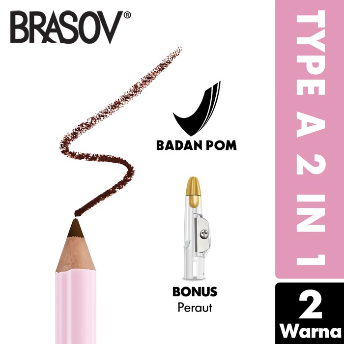 Brasov Eyebrow Pencil 2in1 - Brown (Pensil Alis)
