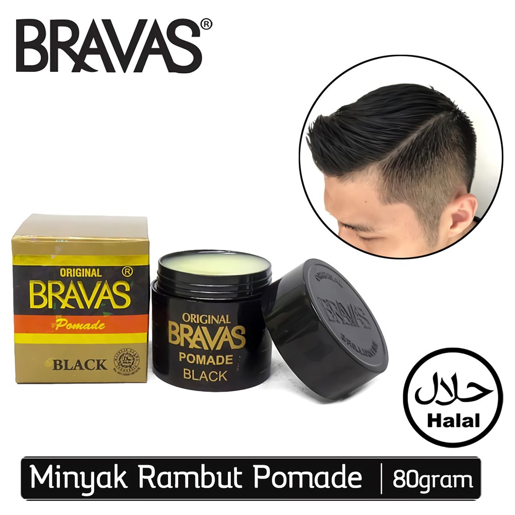 Bravas Pomade Brilliantine Minyak Rambut 80gr - Black Bravas Pomade Brilliantine Minyak Rambut 80gr - Black