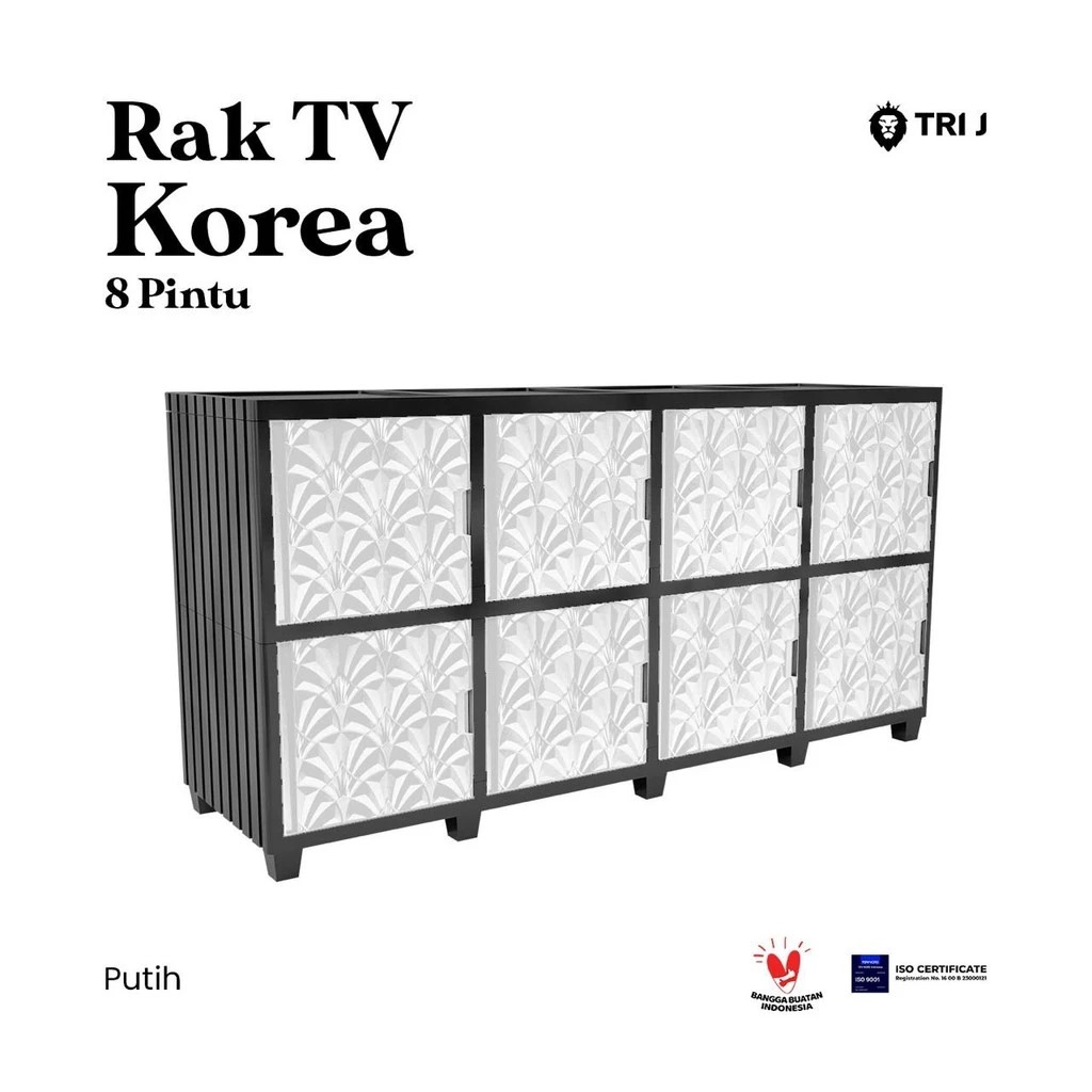 TRI J - Rak TV Korea 8 Pintu - PUTIH (Rak Susun Lemari TV Bahan Plastik)