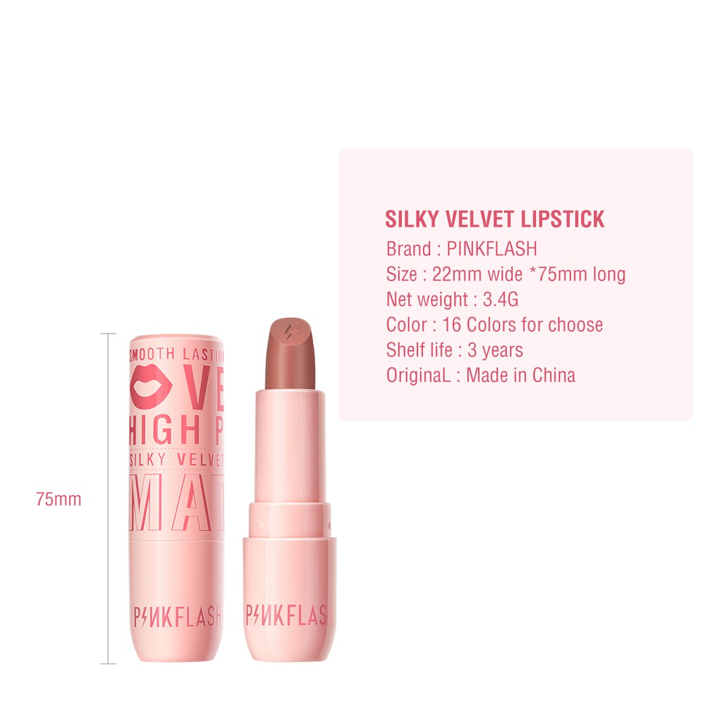 Pinkflash Silky Velvet Lipstick High Pigmented PF-L05 - PK02