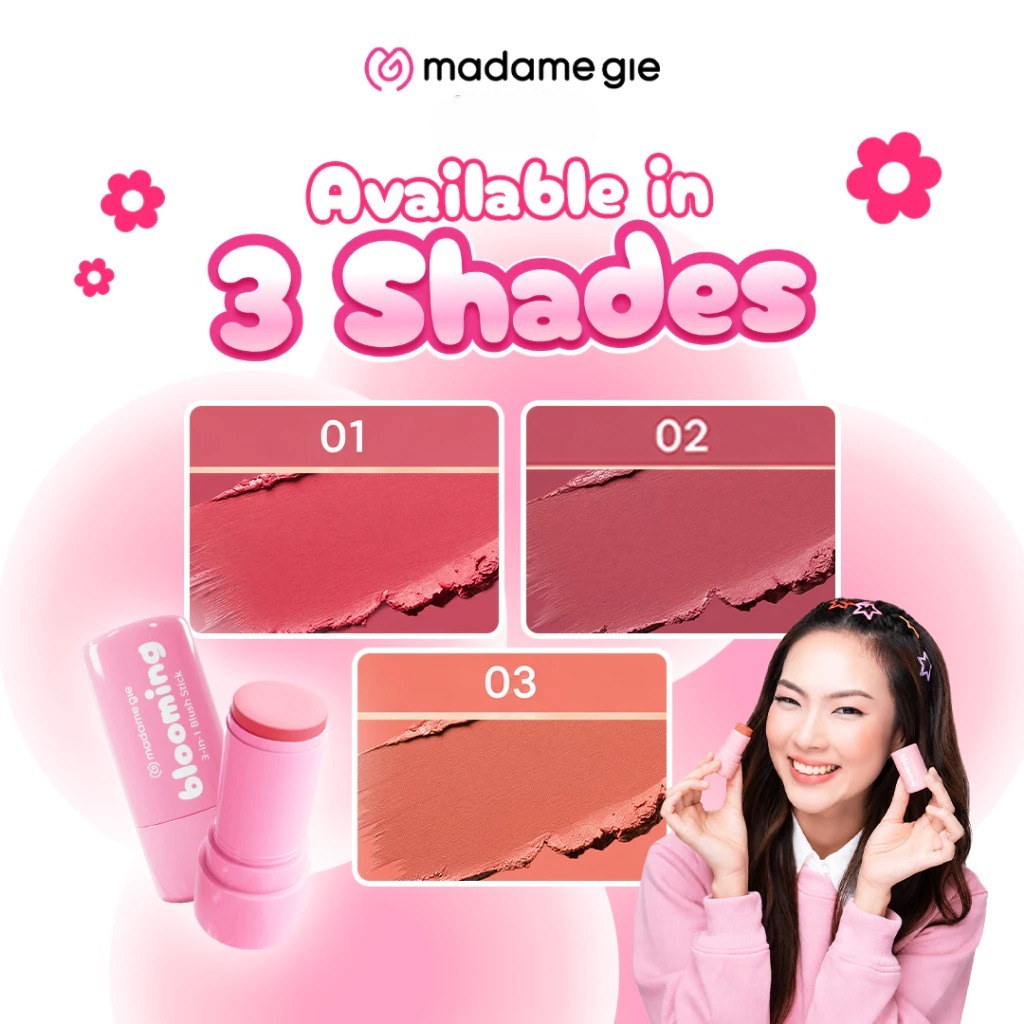 Madame Gie Blooming 3in1 Blush Stick 3.5gr - 03 Coral Haze