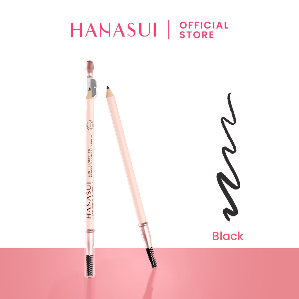 Hanasui Eyebrowtiful Pencil 3in1 - Black (Pensil Alis)