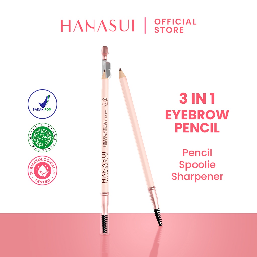 Hanasui Eyebrowtiful Pencil 3in1 - Brown (Pensil Alis) Hanasui Eyebrowtiful Pencil 3in1 - Brown (Pensil Alis)