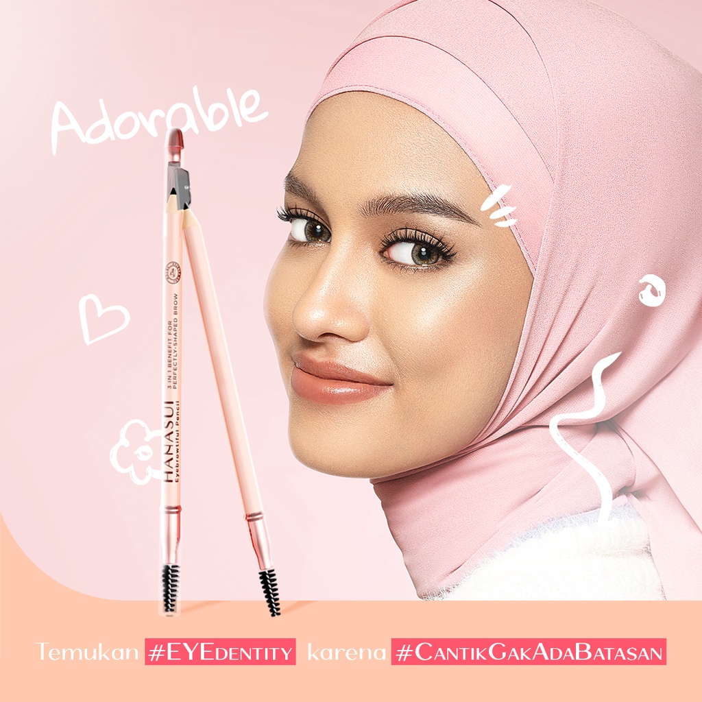 Hanasui Eyebrowtiful Pencil 3in1 - Brown (Pensil Alis)