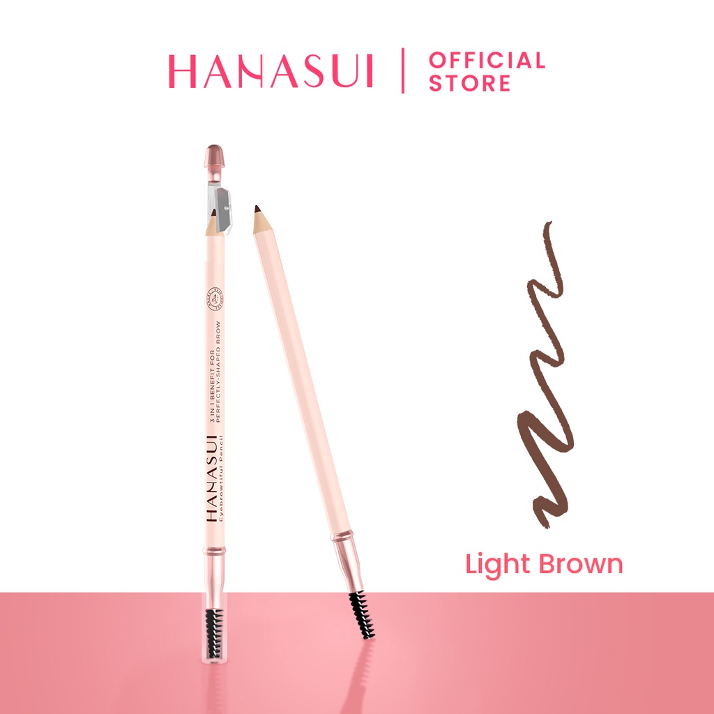 Hanasui Eyebrowtiful Pencil 3in1 - Light Brown (Pensil Alis)