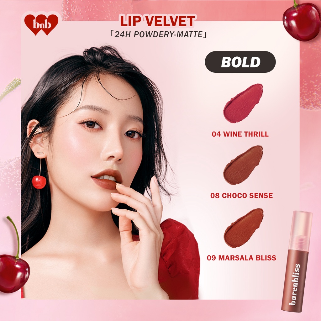 BNB Barenbliss Cherry Makes Cheerful Lip Velvet - 04 Wine Thrill