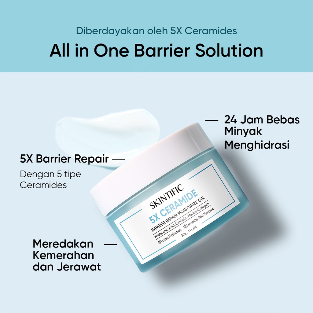 (PAKET) Skintific Barrier Repair 2in1 Set - 5x Ceramide Barrier Repair Serum 20ml + 5x Ceramide Barrier Repair Moisturizer Gel 30gr