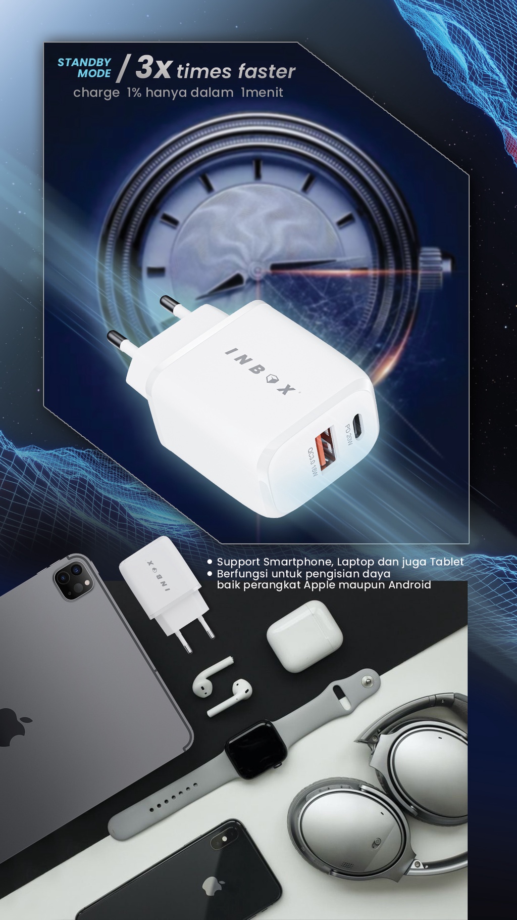 Inbox Adaptor Power Delivery PDA-6 20W (Dual Port - USB & TypeC)