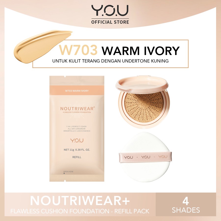 YOU Noutriwear+ Flawless Cushion Foundation REFILL - W703 Warm Ivory *