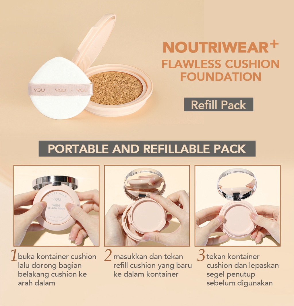 YOU Noutriwear+ Flawless Cushion Foundation REFILL - C304 Pink Nude