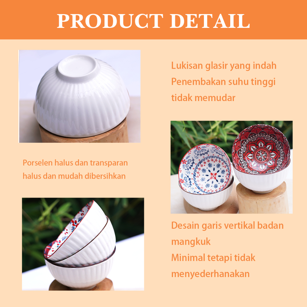 (Isi 4pcs) Mangkok Set Sumpit - Mangkok Souvenir Keramik Premium