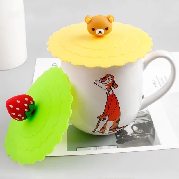 Tutup Gelas Silikon Karakter Lucu (Silicone Mug Cover)