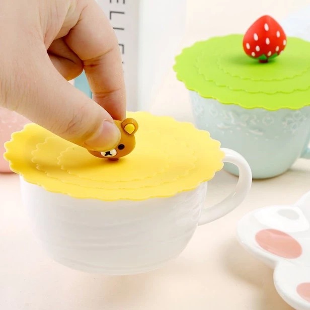 Tutup Gelas Silikon Karakter Lucu (Silicone Mug Cover)