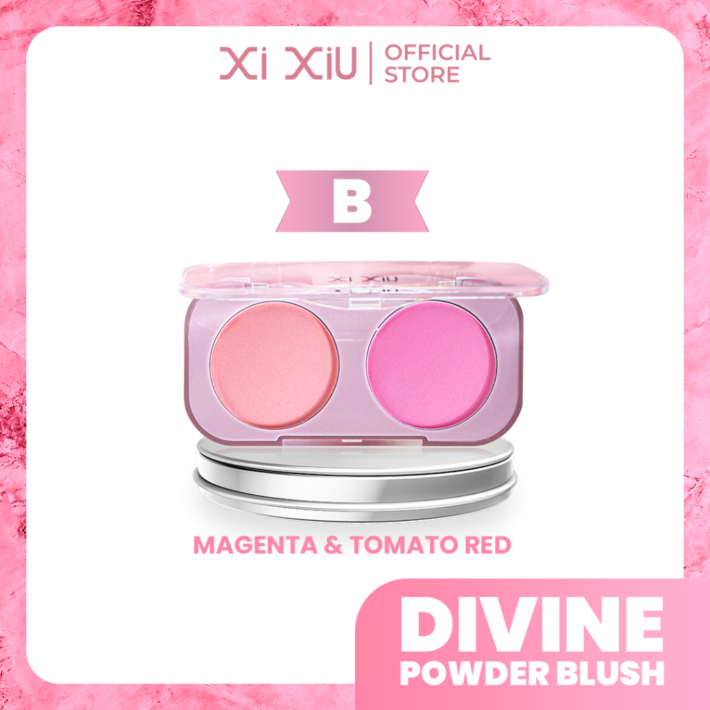 Xi Xiu Powder Blush 2in1 - B Magenta & Tomato Red Xi Xiu Powder Blush 2in1 - B Magenta & Tomato Red