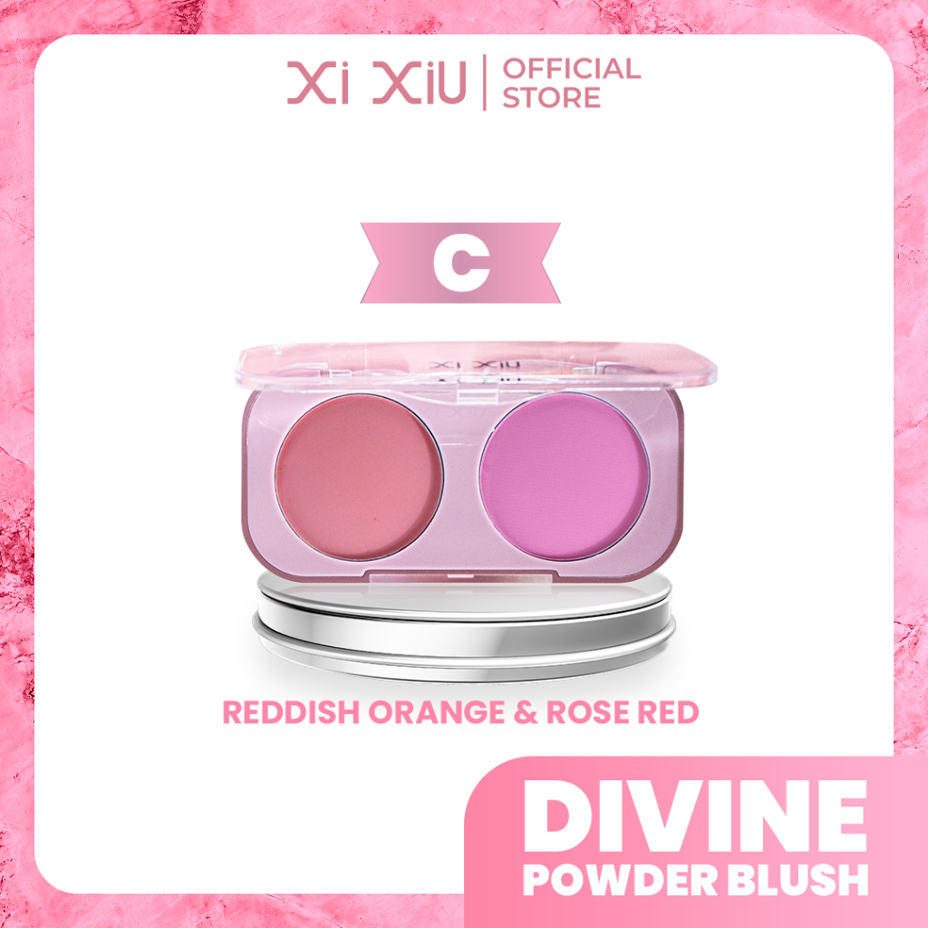 Xi Xiu Powder Blush 2in1 - C Reddish Orange & Rose Red Xi Xiu Powder Blush 2in1 - C Reddish Orange & Rose Red