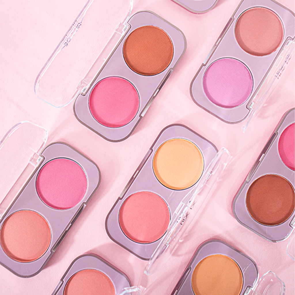 Xi Xiu Powder Blush 2in1 - C Reddish Orange & Rose Red Xi Xiu Powder Blush 2in1 - C Reddish Orange & Rose Red